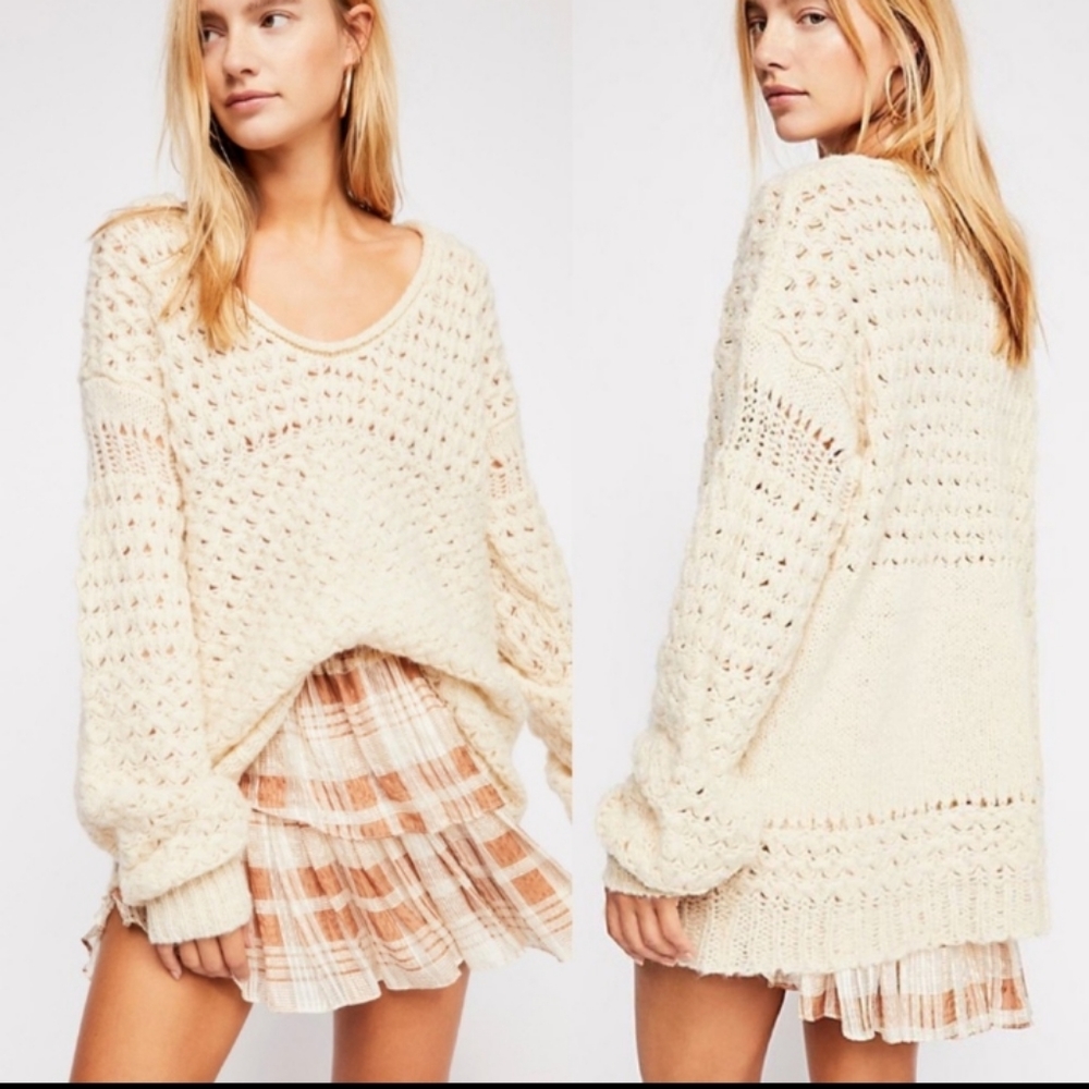 Free People Crashing Waves Pullover Sweater Size S